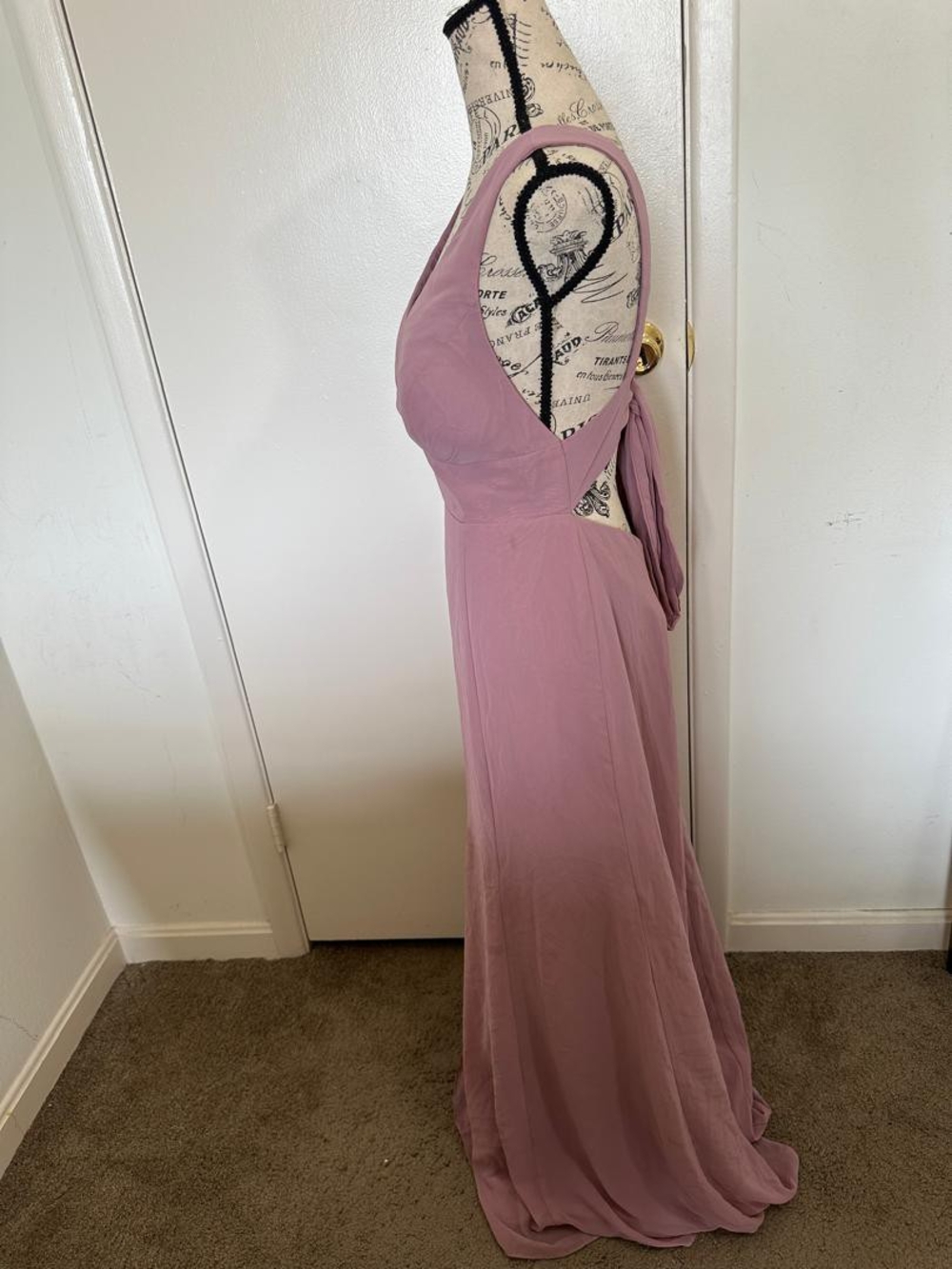 Azazie Mauve Backless Tie-Back A-Line Gown • Size XS - Picture 11 of 12